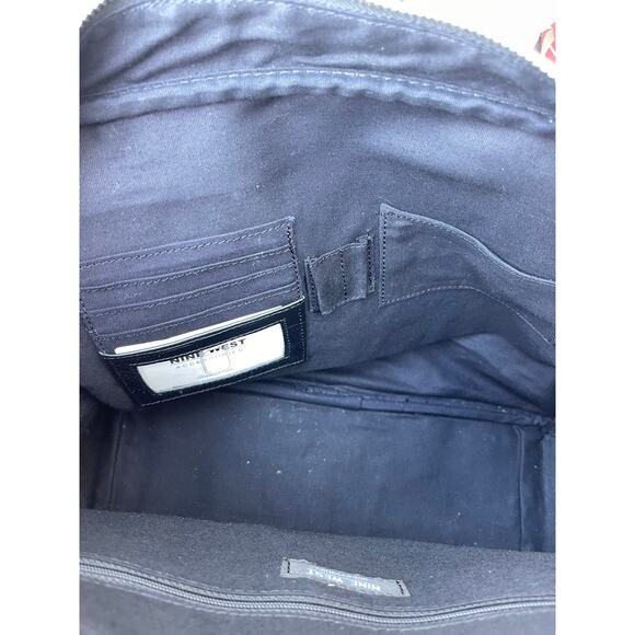 Nine West Black Faux Leather Satchel Handbag Purse 14x10x5 - Picture 11 of 15